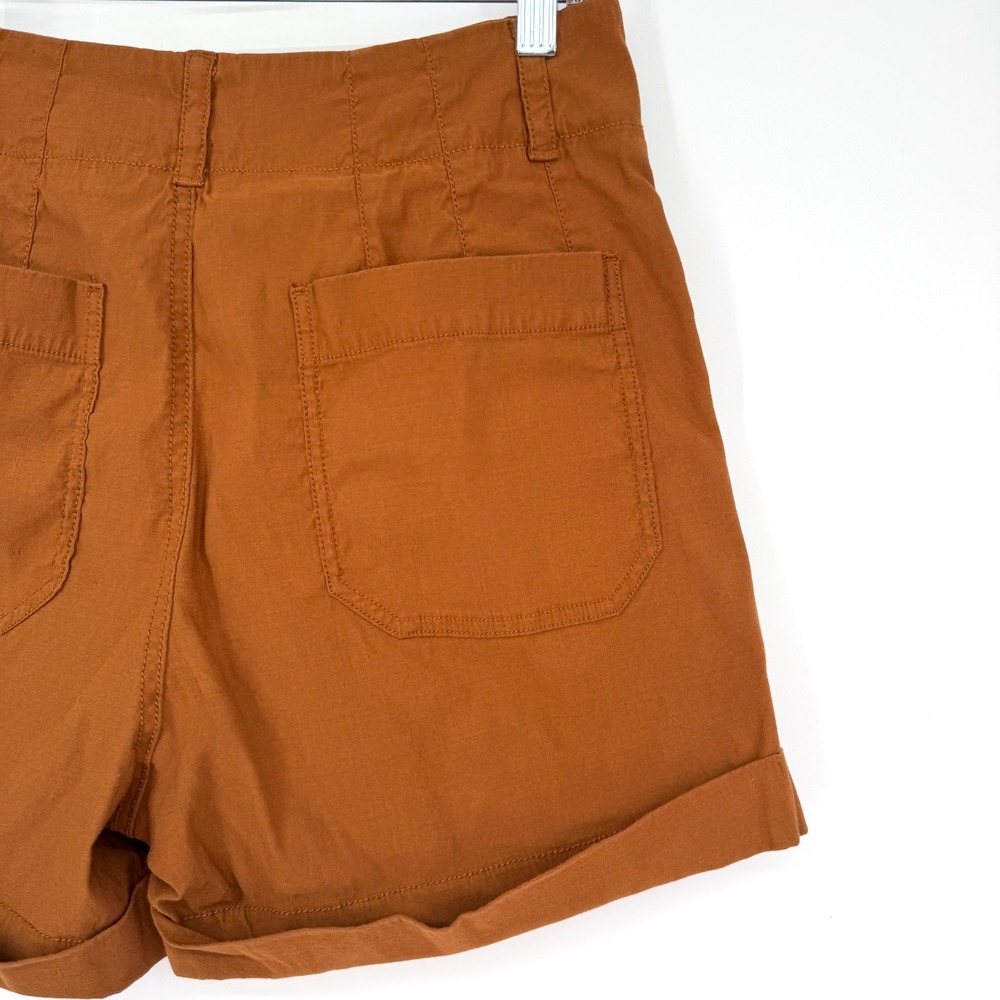 Anthropologie Megan Cargo Utility Shorts Brown High Rise Linen Blend Pockets 29 - Picture 10 of 14